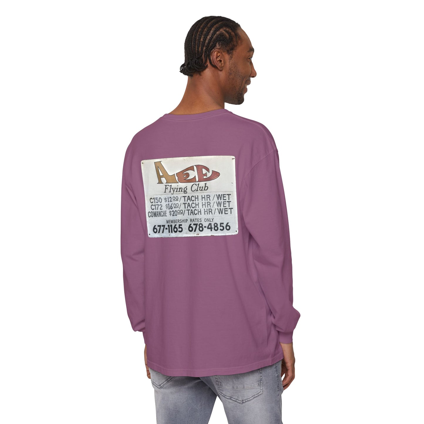 Aces Flying Club Long Sleeve T-Shirt — Vintage Aviation Graphic