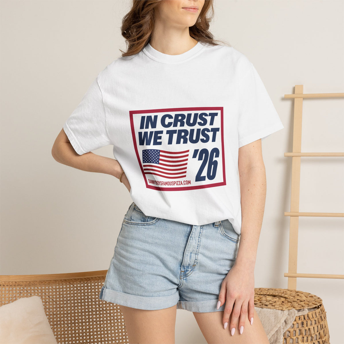 In Crust We Trust '26 T-Shirt — Patriotic Pizza Campaign Tee