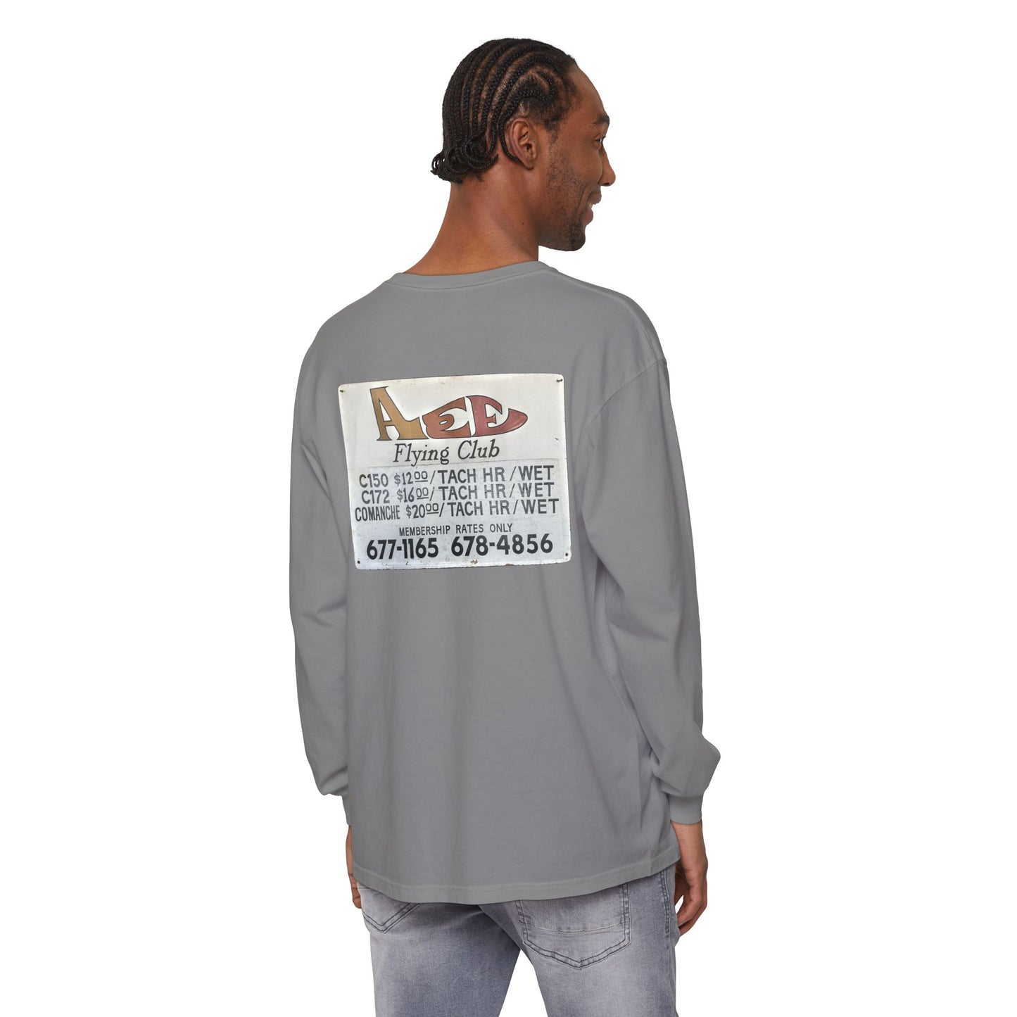 Aces Flying Club Long Sleeve T-Shirt — Vintage Aviation Graphic