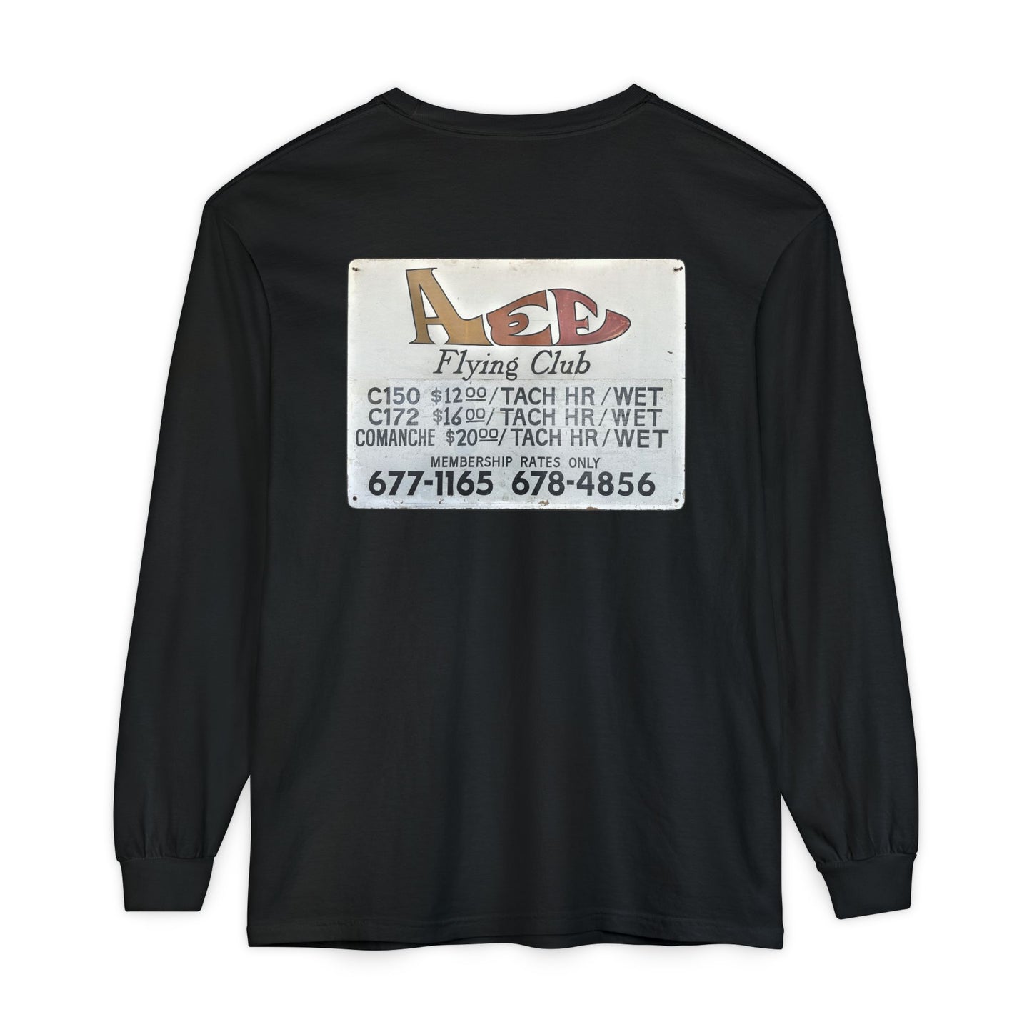 Aces Flying Club Long Sleeve T-Shirt — Vintage Aviation Graphic
