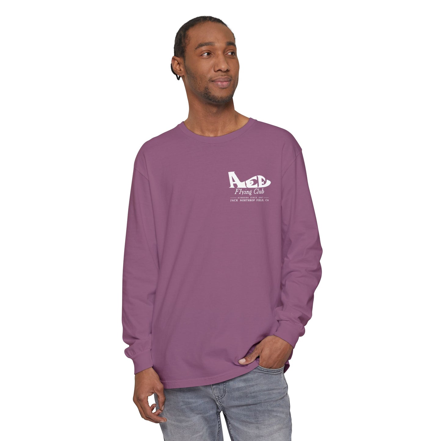 Aces Flying Club Long Sleeve T-Shirt — Vintage Aviation Graphic