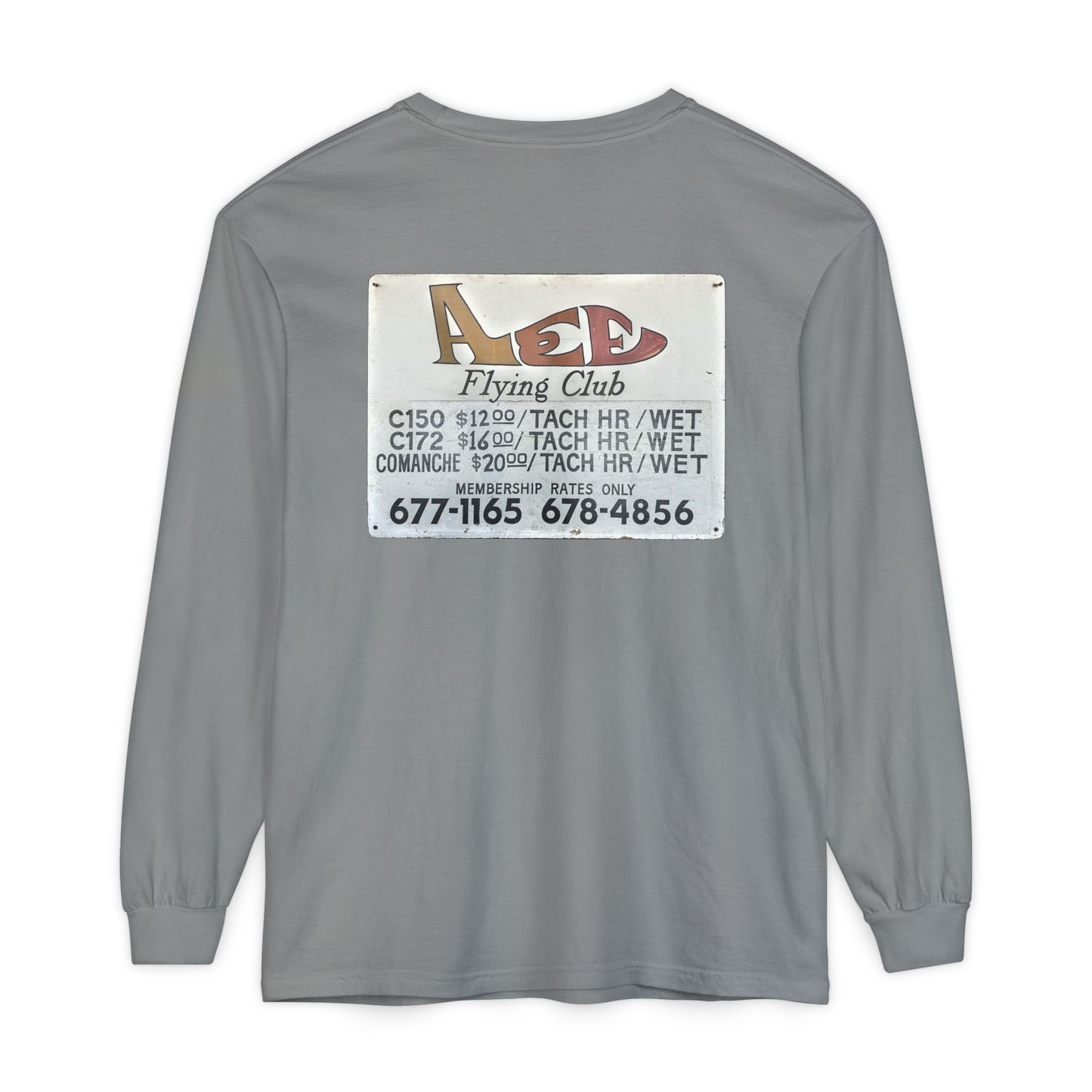 Aces Flying Club Long Sleeve T-Shirt — Vintage Aviation Graphic