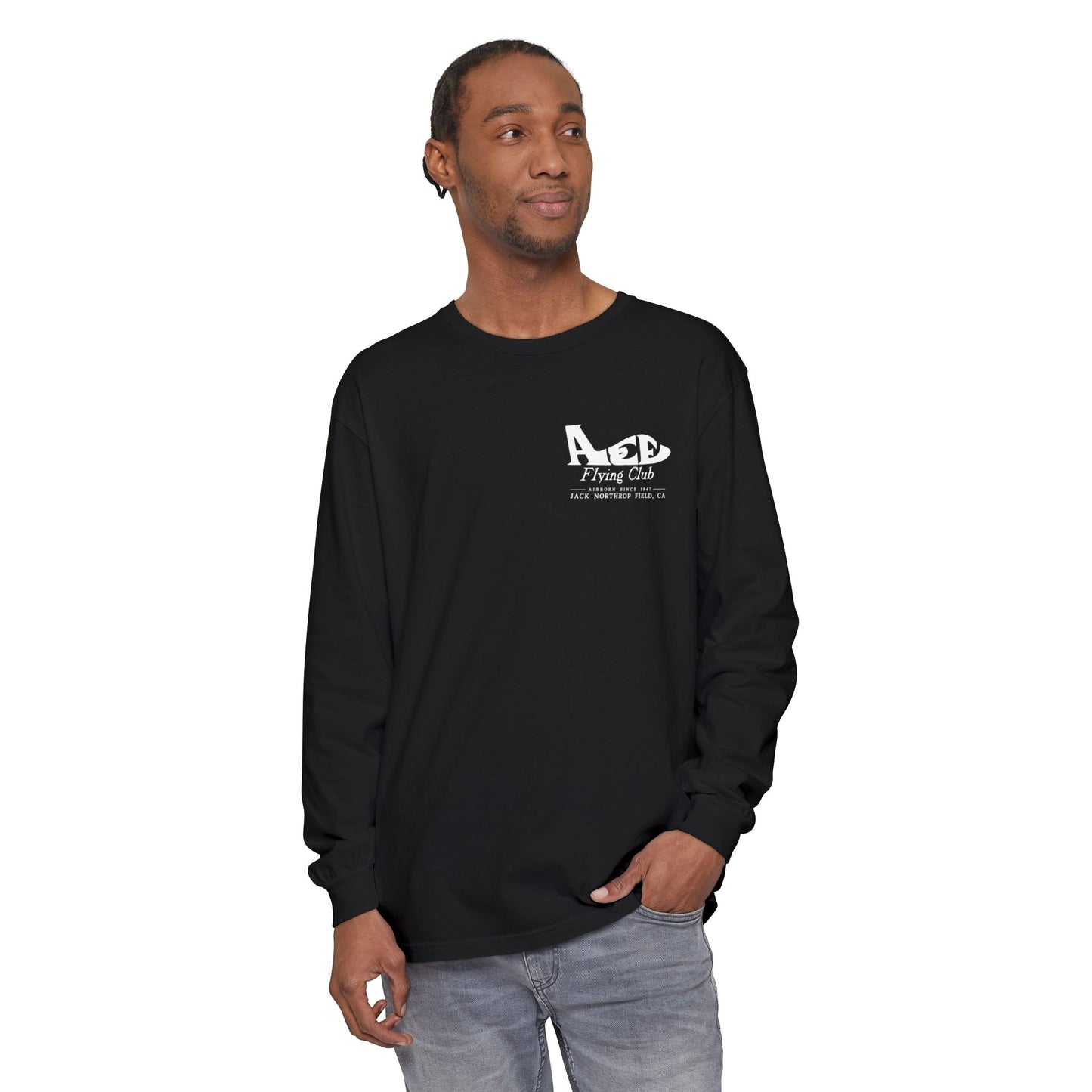 Aces Flying Club Long Sleeve T-Shirt — Vintage Aviation Graphic