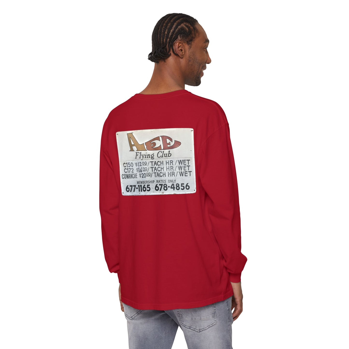 Aces Flying Club Long Sleeve T-Shirt — Vintage Aviation Graphic
