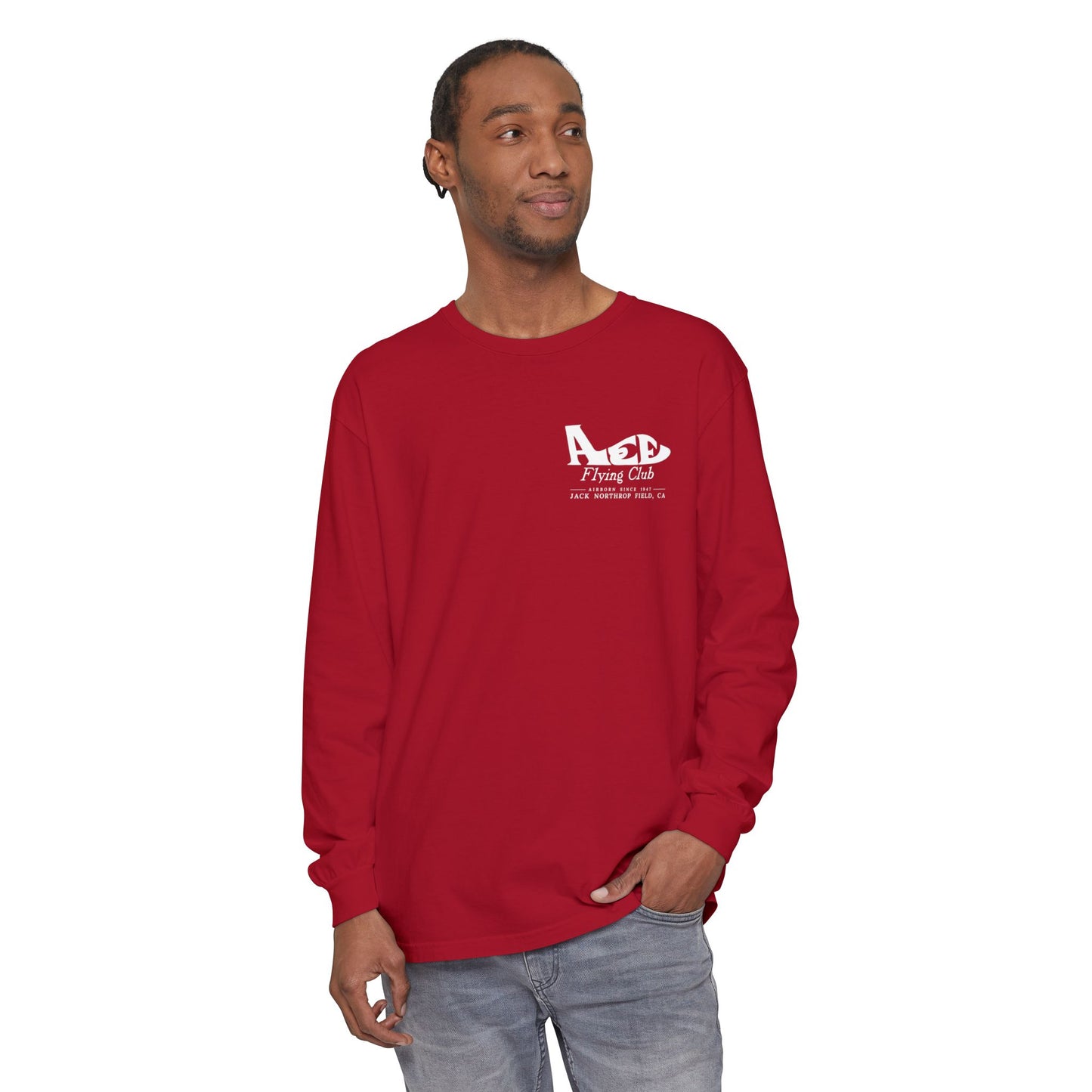 Aces Flying Club Long Sleeve T-Shirt — Vintage Aviation Graphic