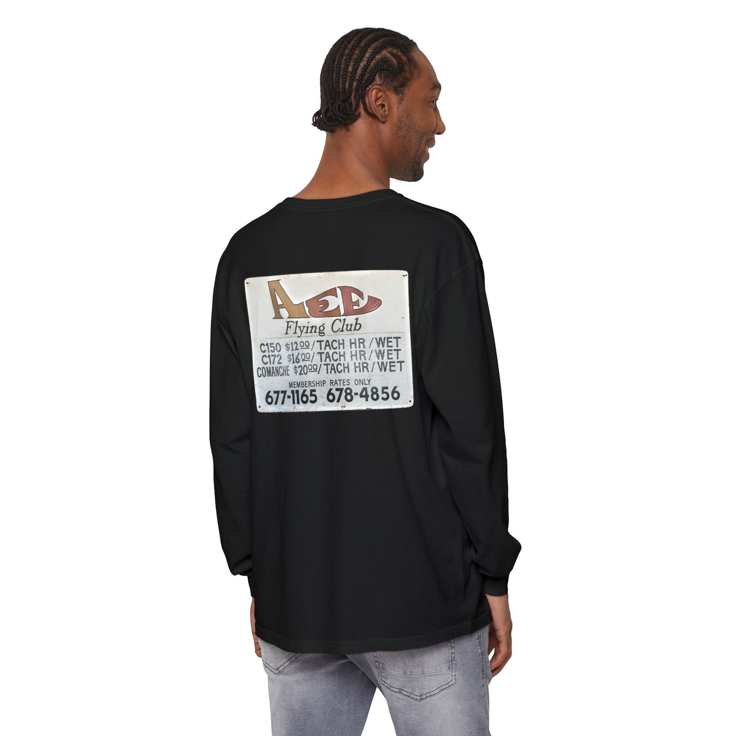 Aces Flying Club Long Sleeve T-Shirt — Vintage Aviation Graphic